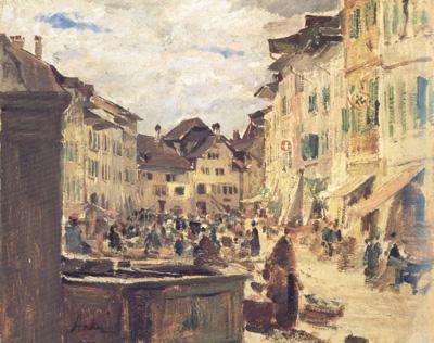 Market in Murten (nn02), Albert Anker